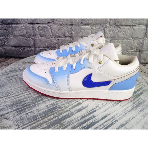 Air Jordan 1 Low SE GS White/Game Royal-White Youth 7Y Women 8.5 VNDS Excellent - Picture 4 of 16